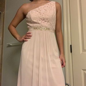 Adrianna Papell One Shoulder Pink Midi Dress